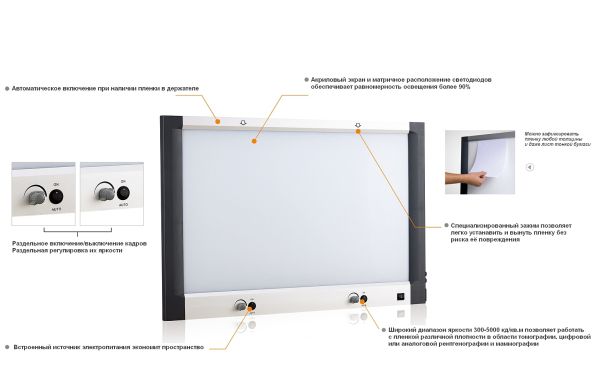 X-view LED Matrix Настенный медицинский негатоскоп 